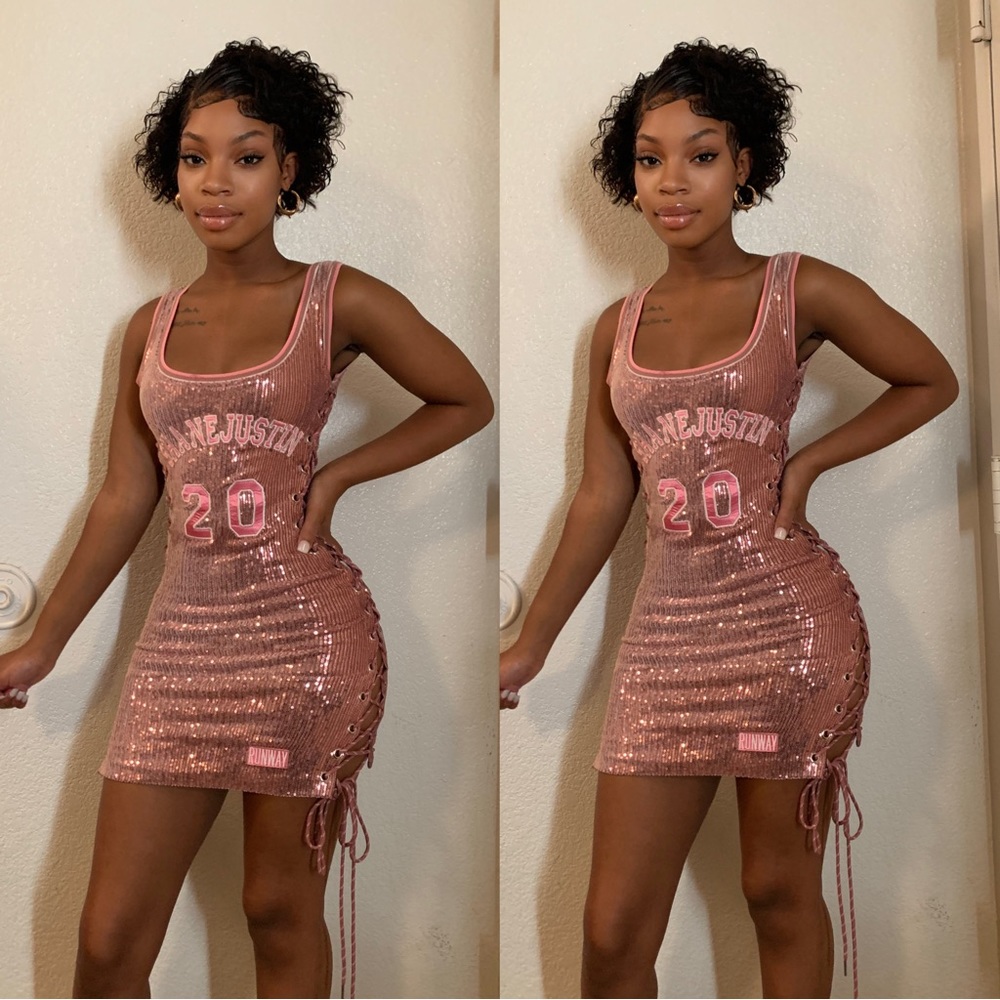 Shane Justin Pink Sequence Jersey dress size small